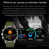 Montre connectée d'extérieur avec affichage des rayons UV, vitesse du vent, humidité, et pression