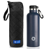 Bouteille thermos bleu marine 750 ml en inox avec housse matelassée pour camping