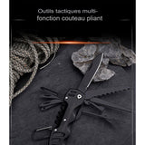 Outils tactiques multifonction avec couteau pliant, parfait pour les besoins d'urgence et le camping