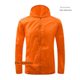 Veste de randonnée ultralégère orange sans poches, capuche fine, non étanche