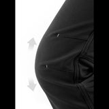 Pantalon de trekking noir pour femme en extérieur, avec coutures renforcées et design ergonomique.