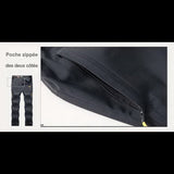 Pantalon cargo noir pour homme avec poches zippées des deux côtés, sécurité accrue pour les objets