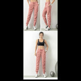 Pantalon de sport rose pour femme, ensemble d'exercices, avec cordon de serrage et poches