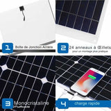 Panneau solaire monocristallin avec œillets et boîte de jonction arrière pour montage facile