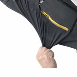 Pantalon de camping noir extensible avec poche zippée jaune