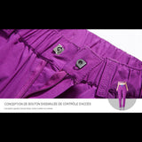 Pantalon de randonnée pour femmes, conception de bouton dissimulée, couleur violette
