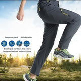 Pantalon cargo extensible en action, montrant les caractéristiques de respirabilité et de séchage rapide