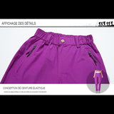 Pantalon de randonnée pour femmes, conception de ceinture élastique, poches zippées, couleur violette