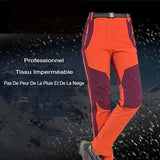 Pantalon de randonnée hivernal orange et violet, imperméable, avec ceinture ajustable