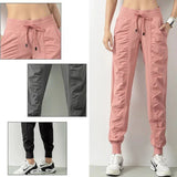 Pantalon de jogging rose pour femme, en tissu léger, séchage rapide, avec poches latérales
