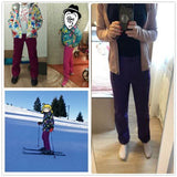 Personnes portant des pantalons de randonnée dans diverses situations, ski, randonnée, intérieur