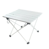 Petite table de camping pliable en aluminium avec attaches élastiques noires