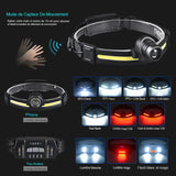 Phare LED avec mode de capteur de mouvement et plusieurs modes d'éclairage
