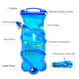 Poche à eau de 2L avec grande ouverture, paille longue de 95 cm et tube fixe, pratique pour le camping