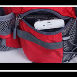 Poche latérale du sac de taille de randonnée rouge avec téléphone et portefeuille