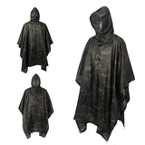 Poncho imperméable noir camouflage, parfait pour les activités extérieures