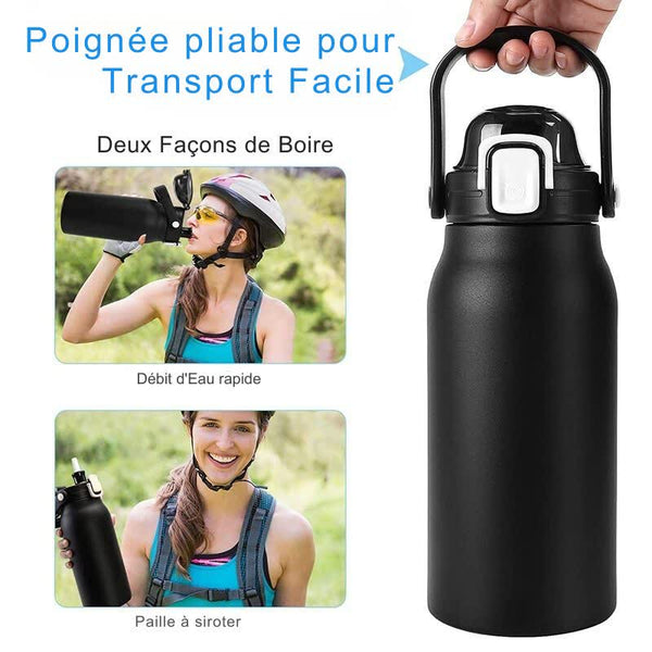 Poignée pliable pour transport facile, deux façons de boire, débit d'eau rapide, paille à siroter