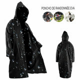 Poncho de randonnée imperméable noir avec gouttes de pluie, pour activités extérieures