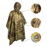 Poncho imperméable camouflage avec capuche et détails de cordon et boutons-pression