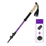 Bâton de randonnée pliable violet avec embout antidérapant et rondelle