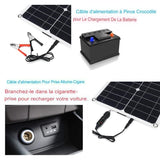 Panneau solaire avec câble de charge pour batterie et prise allume-cigare