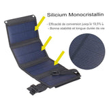 Panneau solaire pliable 20W utilisé pour recharger des appareils en extérieur