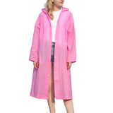 Manteau de pluie long rose avec capuche pour femme