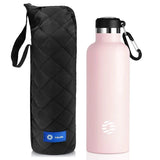 Bouteille thermos rose 750 ml en inox avec housse matelassée pour randonnée et camping