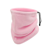 Cache-cou thermique rose clair en polaire, ajustable avec cordon, pour les sports d'hiver