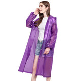Manteau de pluie long violet avec capuche pour femme, en extérieur