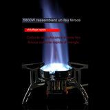 Réchaud à gaz pour camping avec flamme puissante de 5800 W, utilisation de nuit