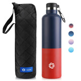 Bouteille isotherme rouge et bleue avec étui, pour les activités de plein air