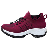 Chaussure de marche rouge pour femmes, design sportif avec semelle épaisse et antidérapante