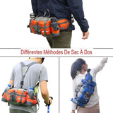 Sac de taille de randonnée orange porté de différentes manières