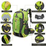 Sac à dos de randonnée vert 40 L avec poches multiples et garniture réfléchissante