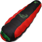 Sac de couchage rouge et noir, design ergonomique pour un confort optimal en plein air