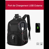 Sac à dos multifonction noir avec port de chargement USB externe