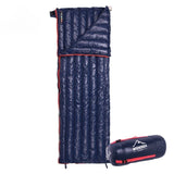 Sac de couchage en duvet bleu avec sac de rangement compact