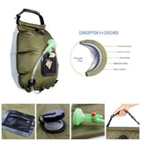 Sac de douche solaire 20L avec vue en coupe et composants