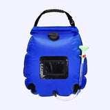 Sac de douche solaire 20L bleu avec pommeau de douche et poignée