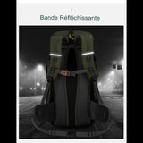 Sac à dos de randonnée 50L avec bande réfléchissante pour une meilleure visibilité nocturne