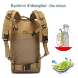 Sac à dos tactique avec système d’absorption des chocs et ceinture stable