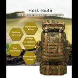 Sac à dos militaire extérieur porté par un homme, différentes vues et couleurs