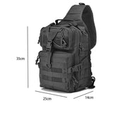 Sac à dos tactique imperméable avec dimensions 35x25x14 cm, idéal pour randonnée