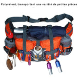 Sac de taille de randonnée orange polyvalent, transportant diverses petites pièces
