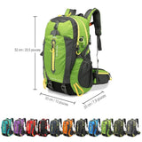 Sac à dos de randonnée vert 40 L avec dimensions, poches multiples