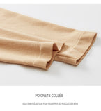 Sous-vêtements thermiques pour femme, manches longues, beige, ajustement des poignets collés