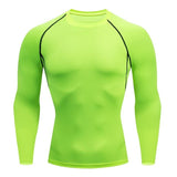 Sous-vêtements de compression verts pour homme, manches longues, vue de face