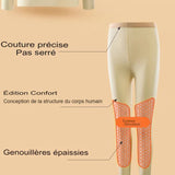 Sous-vêtement thermique beige pour femme, coutures précises et genouillères épaissies
