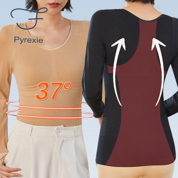 Sous-vêtements thermiques sans couture pour femme, gilet chaud d'hiver, 37°C, vue avant et arrière